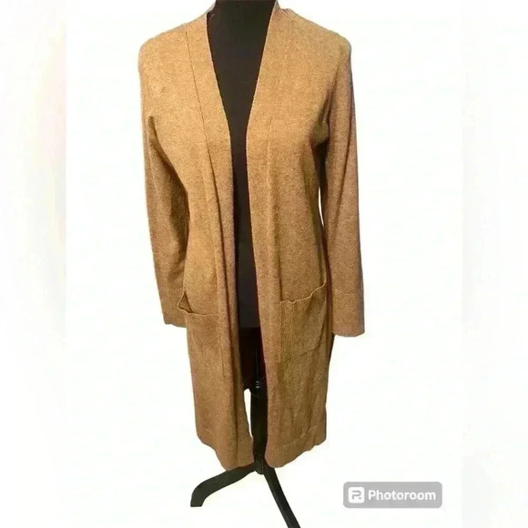Time and Tru women’s Long sleeve open front cardigan in tan  size medium - Picture 1 of 9